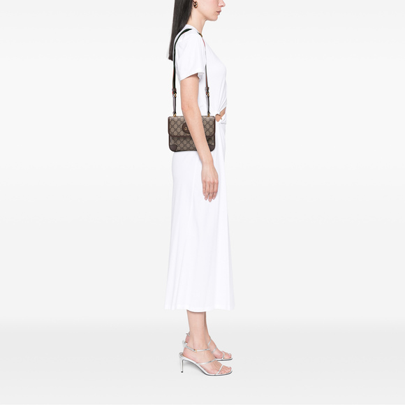 Pre-Loved Gucci Small GG Supreme Web Neo Vintage Double Flap Messenger Bag - Picture 8 of 9